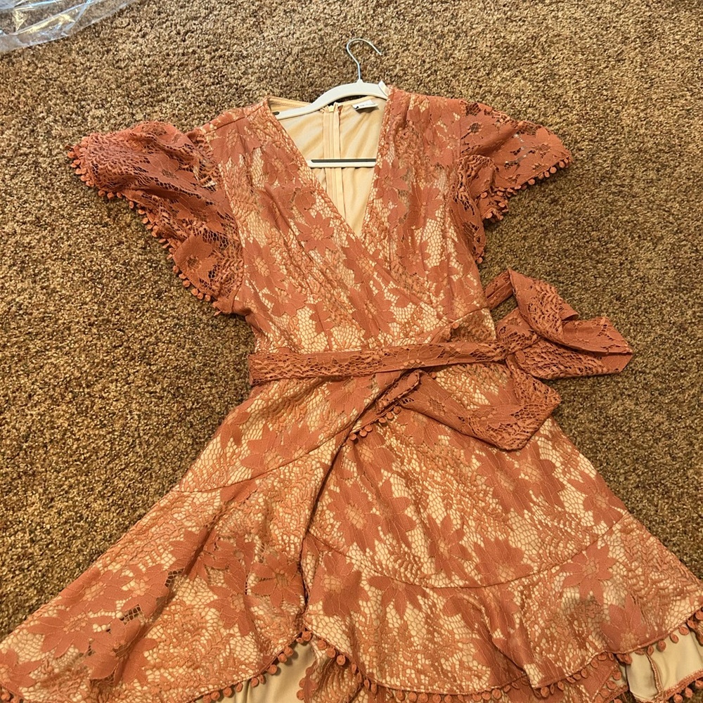 Selfie Leslie Terracotta Lace Dress